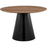 Mackenzie 47" Round Dining Table in Walnut Veneer & Black